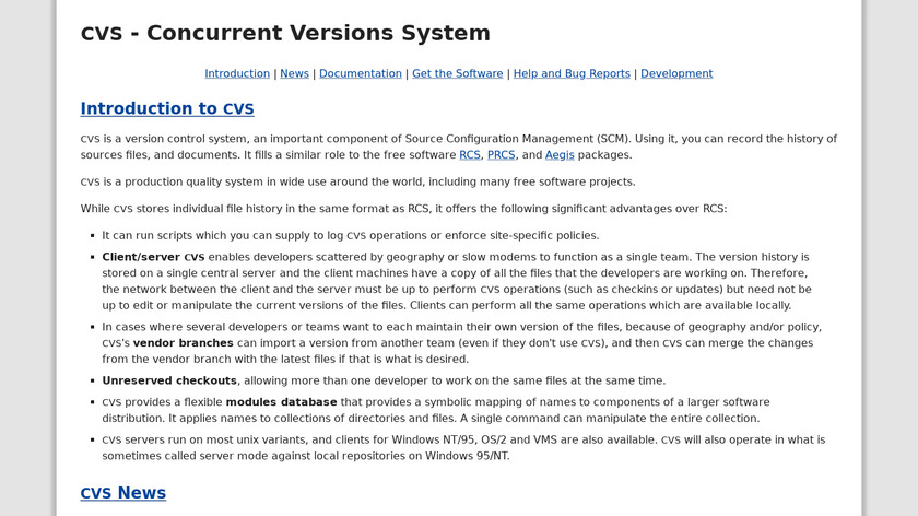 CVS (Concurrent Versions System) Landing Page