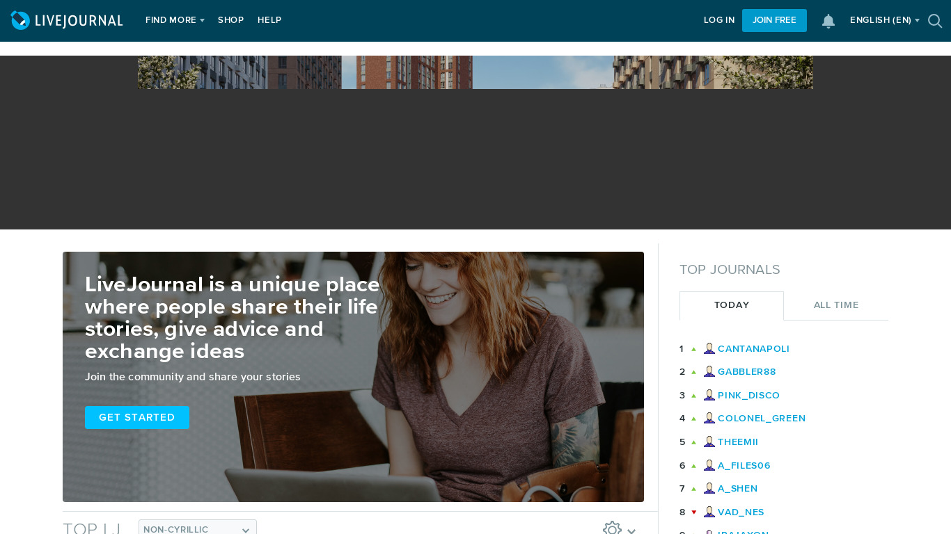 LiveJournal Landing page