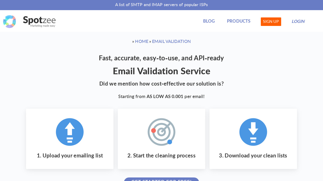 Email Verifier Landing page