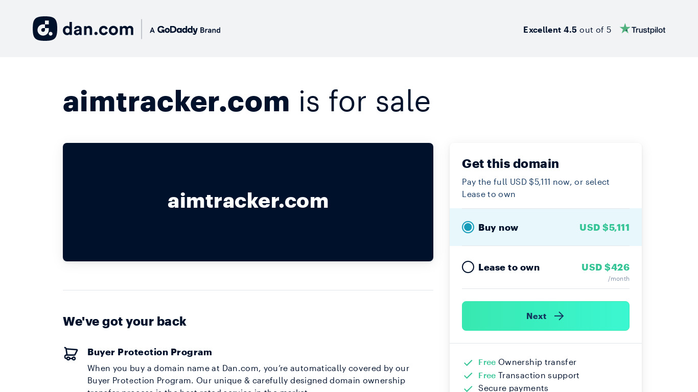 Aimtracker.com Landing page
