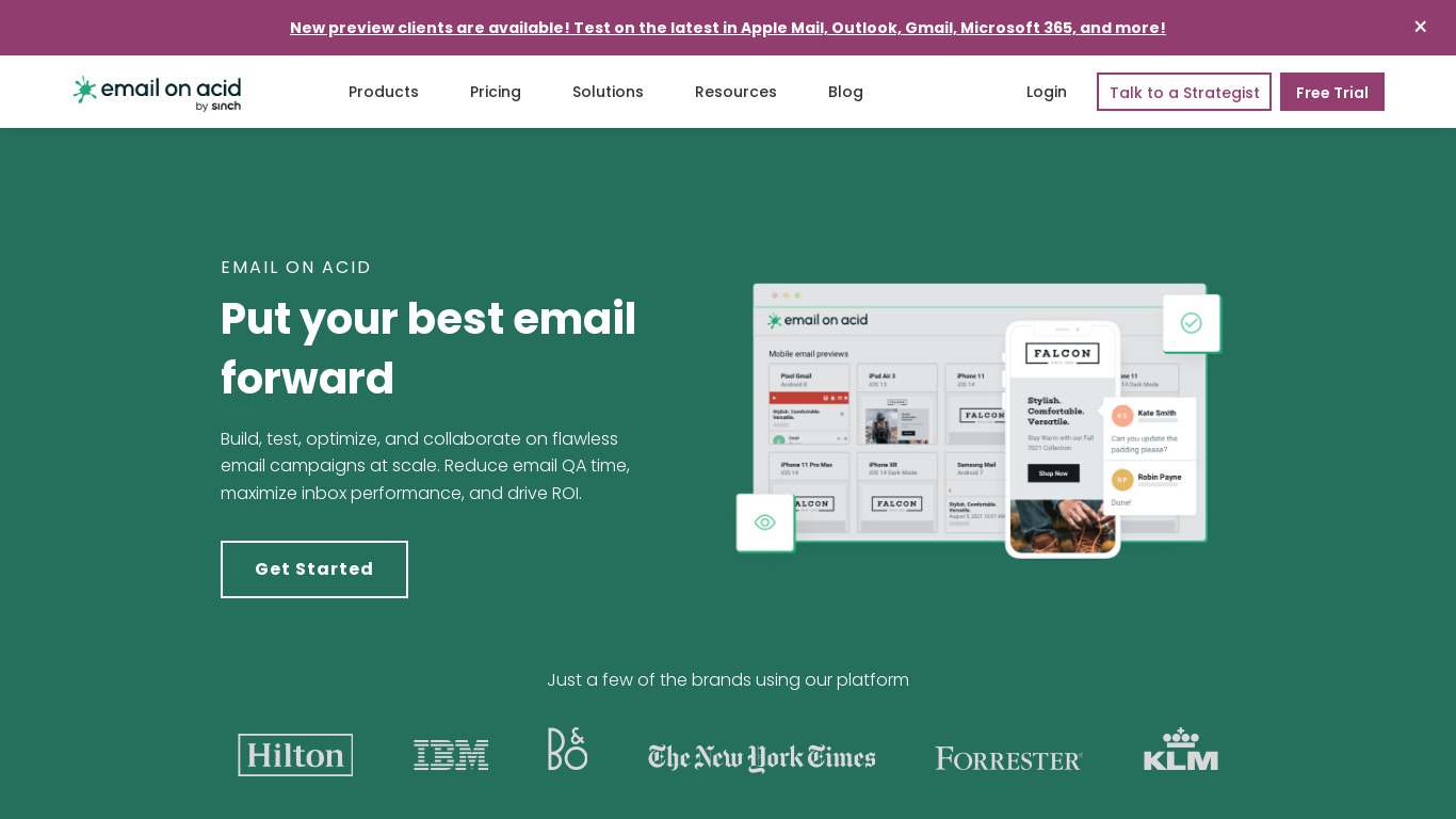 Email on Acid Landing page