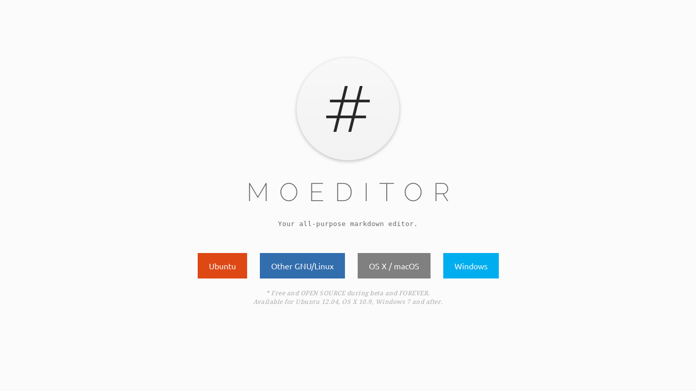 Moeditor Landing page
