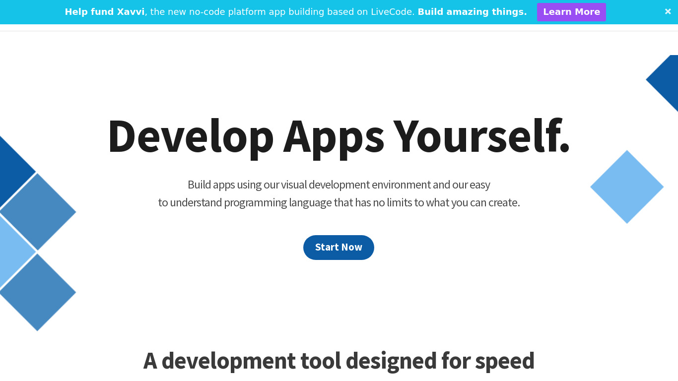 LiveCode Platform Landing page
