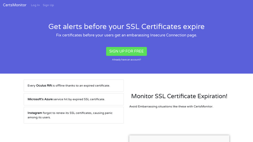 CertsMonitor Landing Page