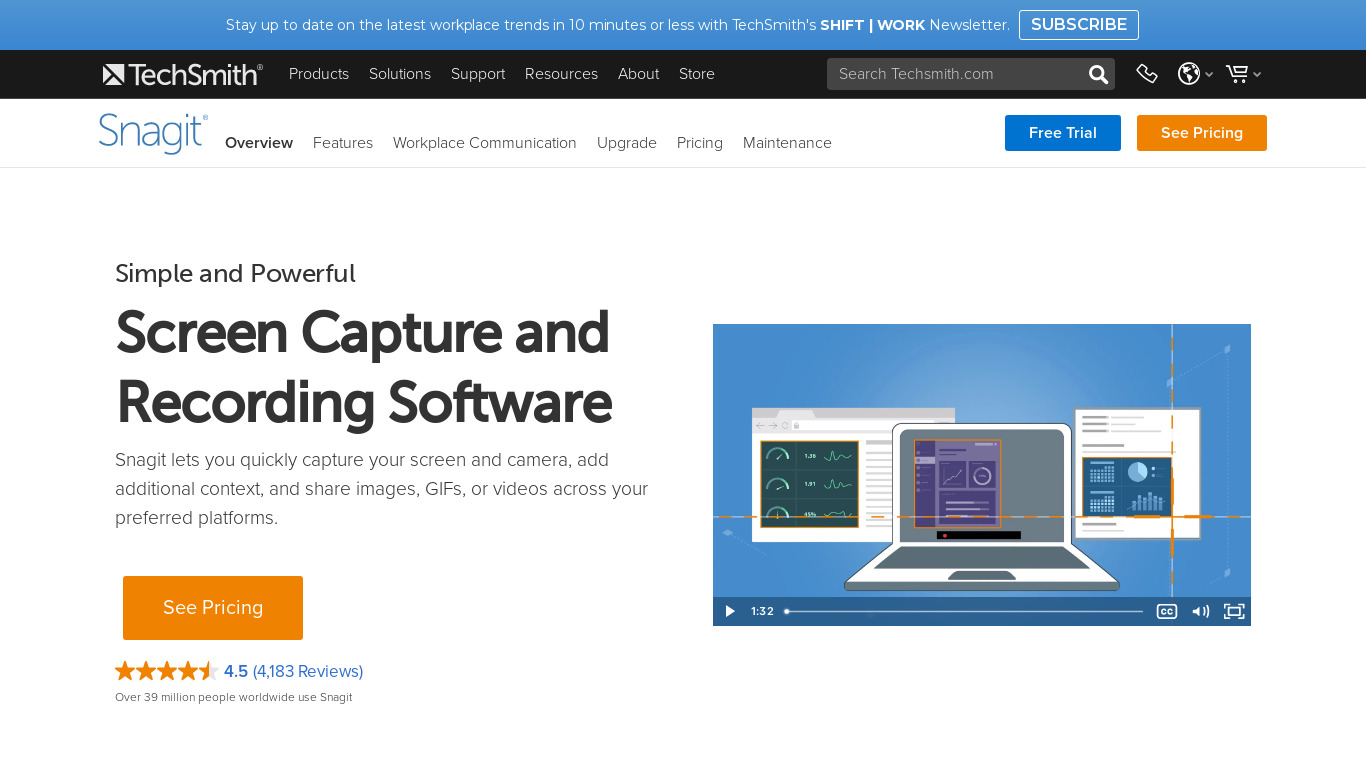 Snagit Landing page