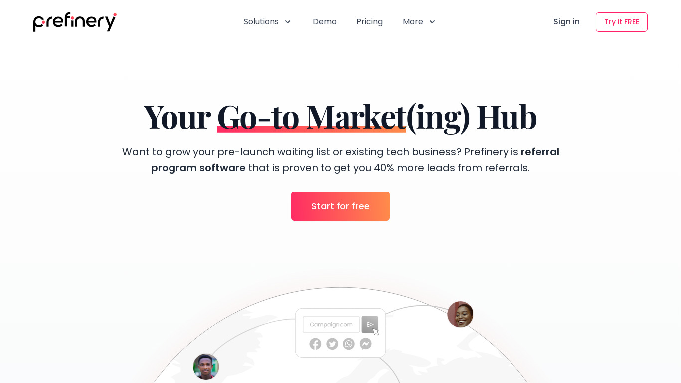 Prefinery Landing page