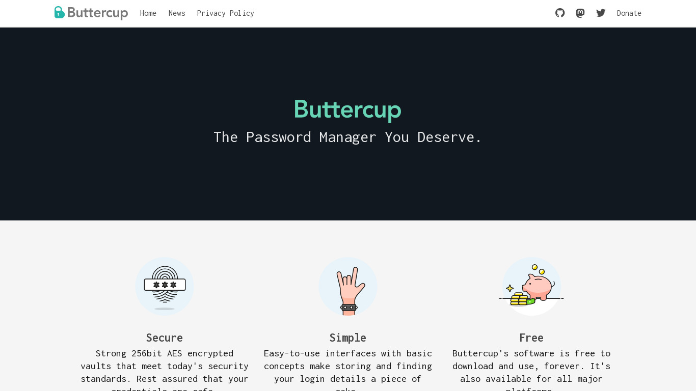 Buttercup Landing page