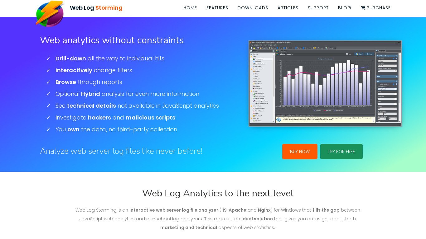 Web Log Storming Landing page