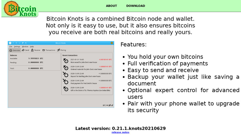 Bitcoin Knots Landing Page
