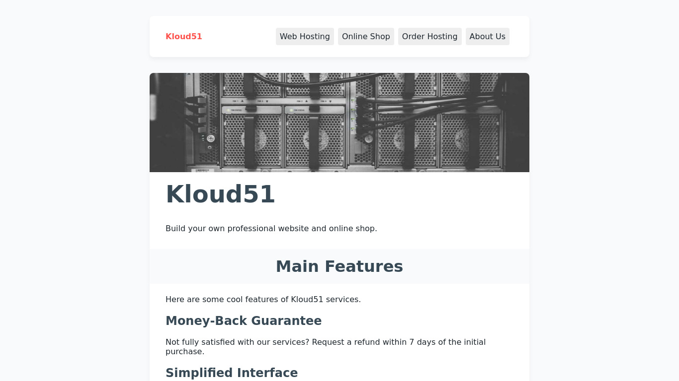 Kloud51 Landing page