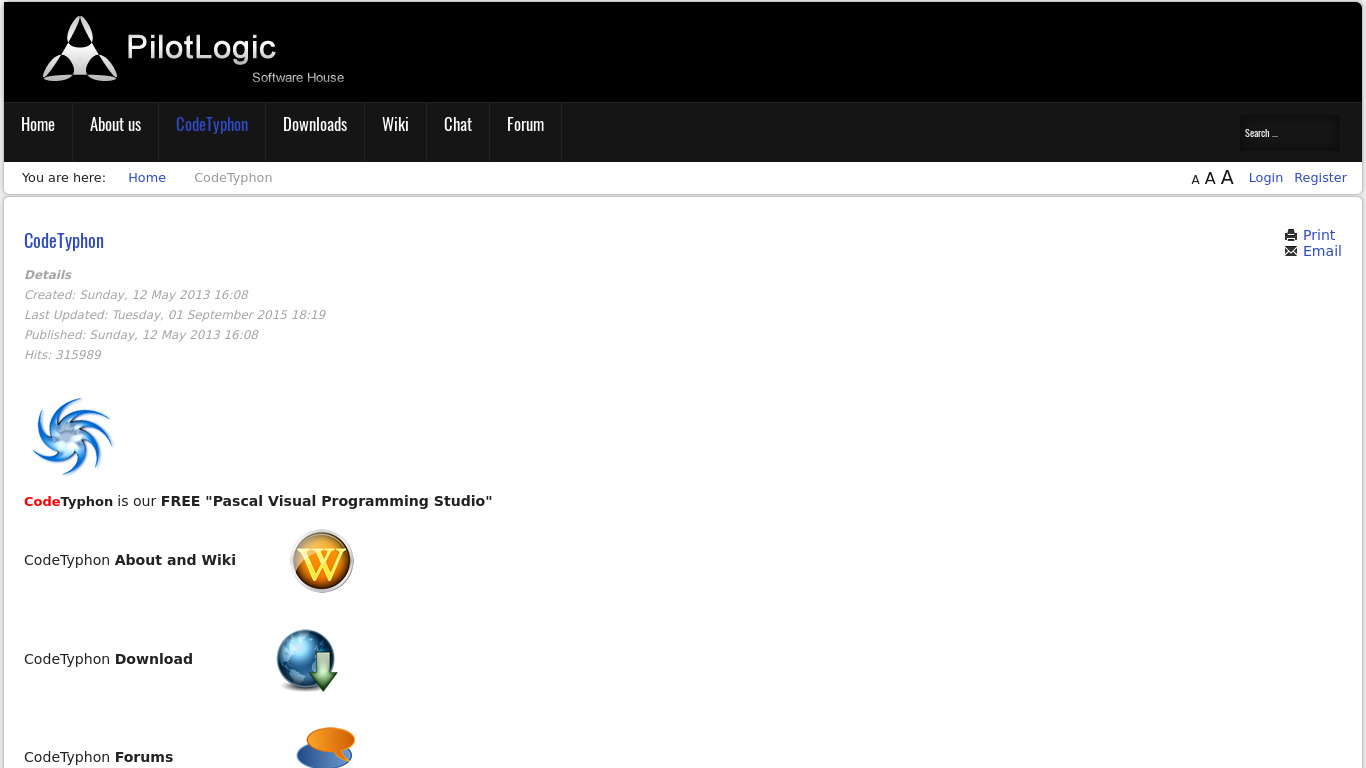 pilotlogic.com CodeTyphon Landing page