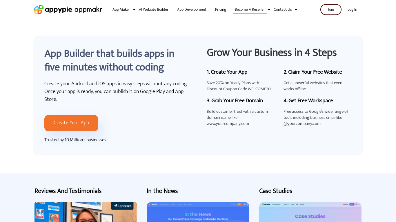AppsBuilder Landing page