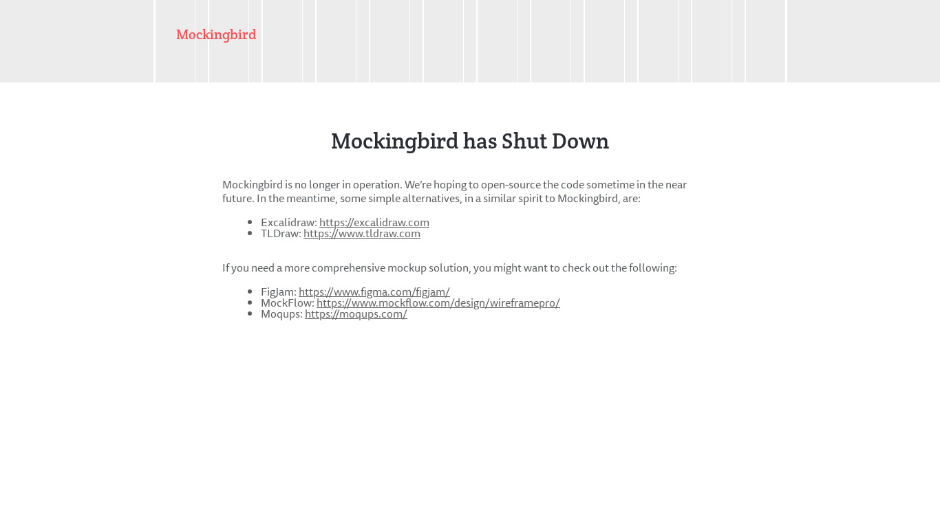 mockingbird Landing page
