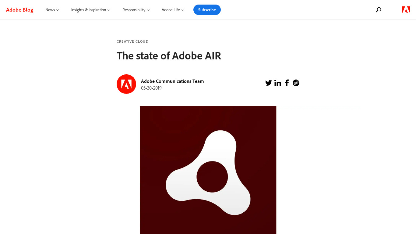 Adobe AIR Landing page