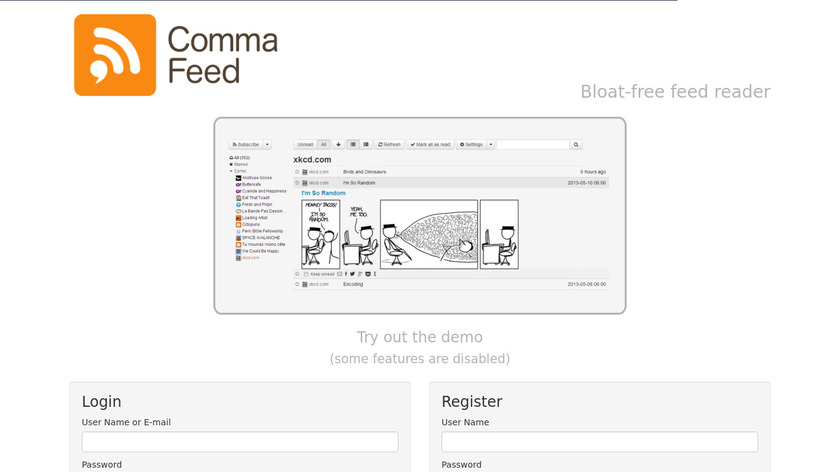 CommaFeed Landing Page