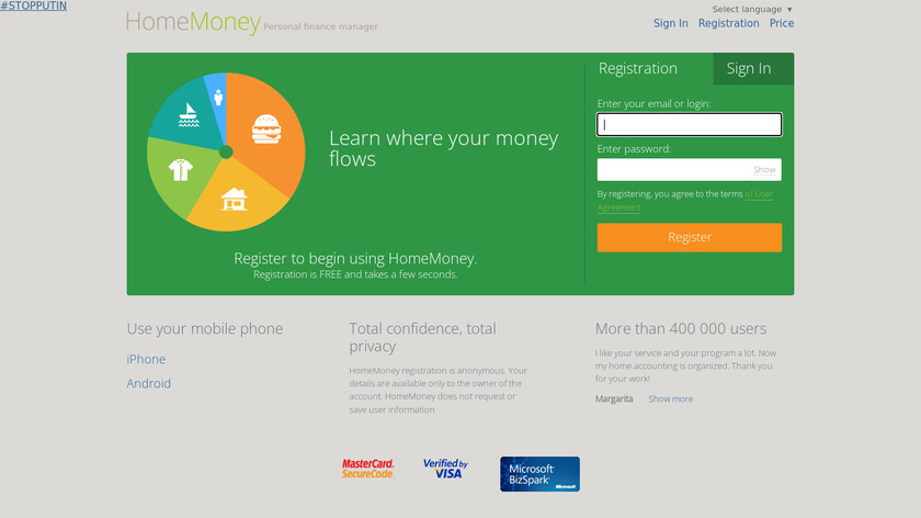 Homemoney Landing Page