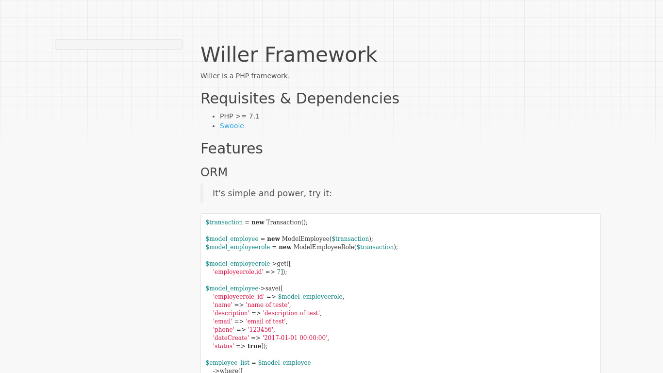 willer-framework.github.io Willer Framework Landing page