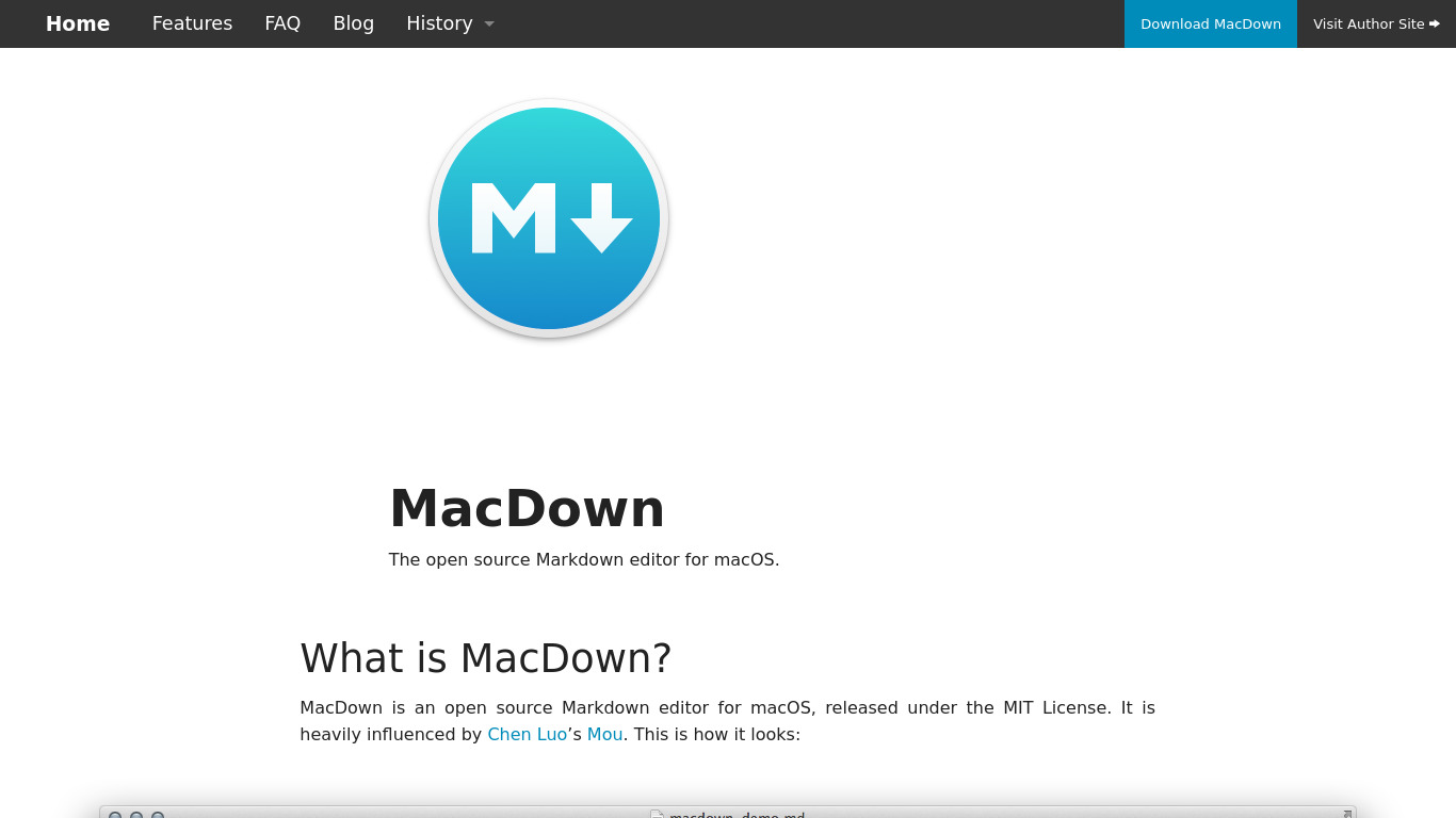 MacDown Landing page