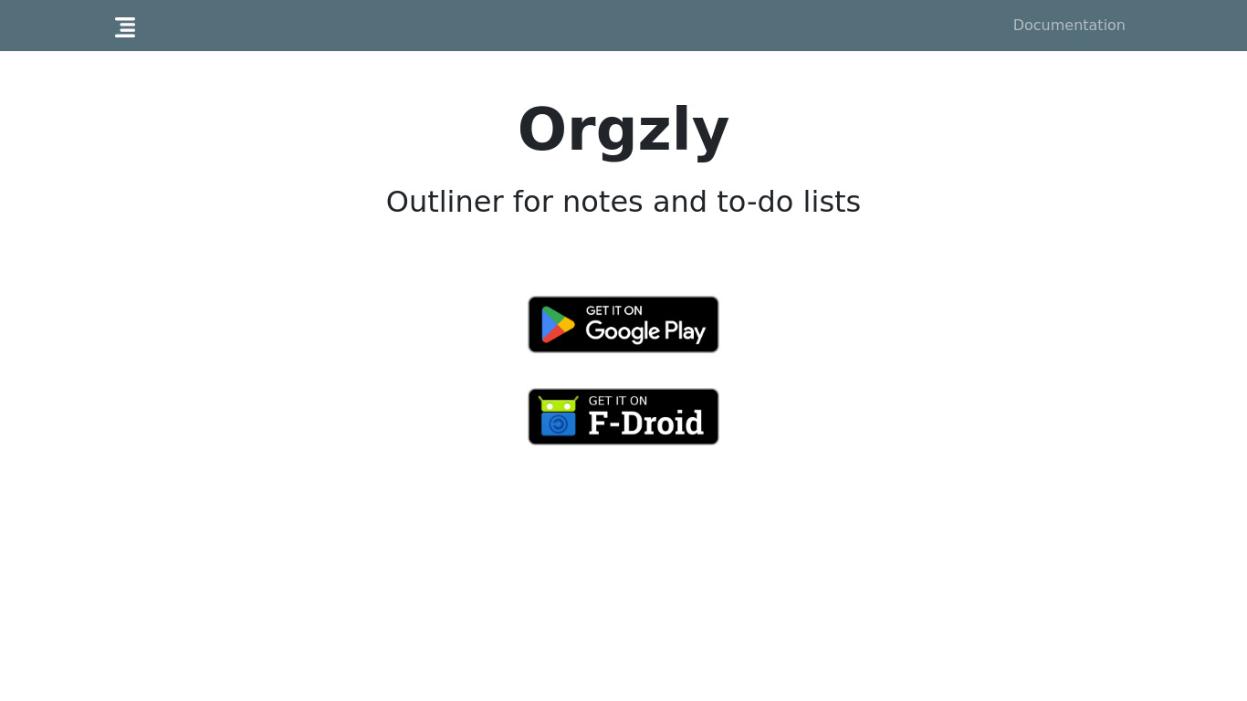 Orgzly Landing page