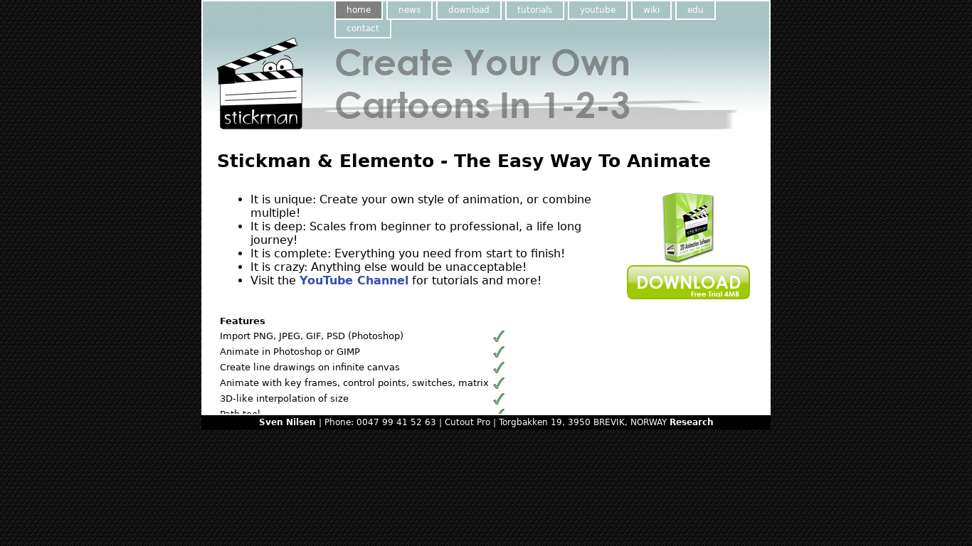 Stickman & Elemento Landing page
