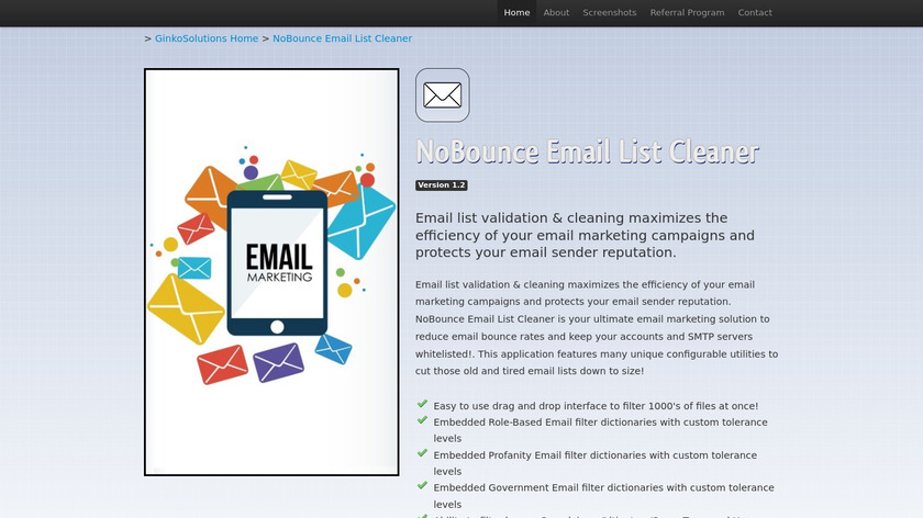 NoBounce Email List Cleaner Landing Page