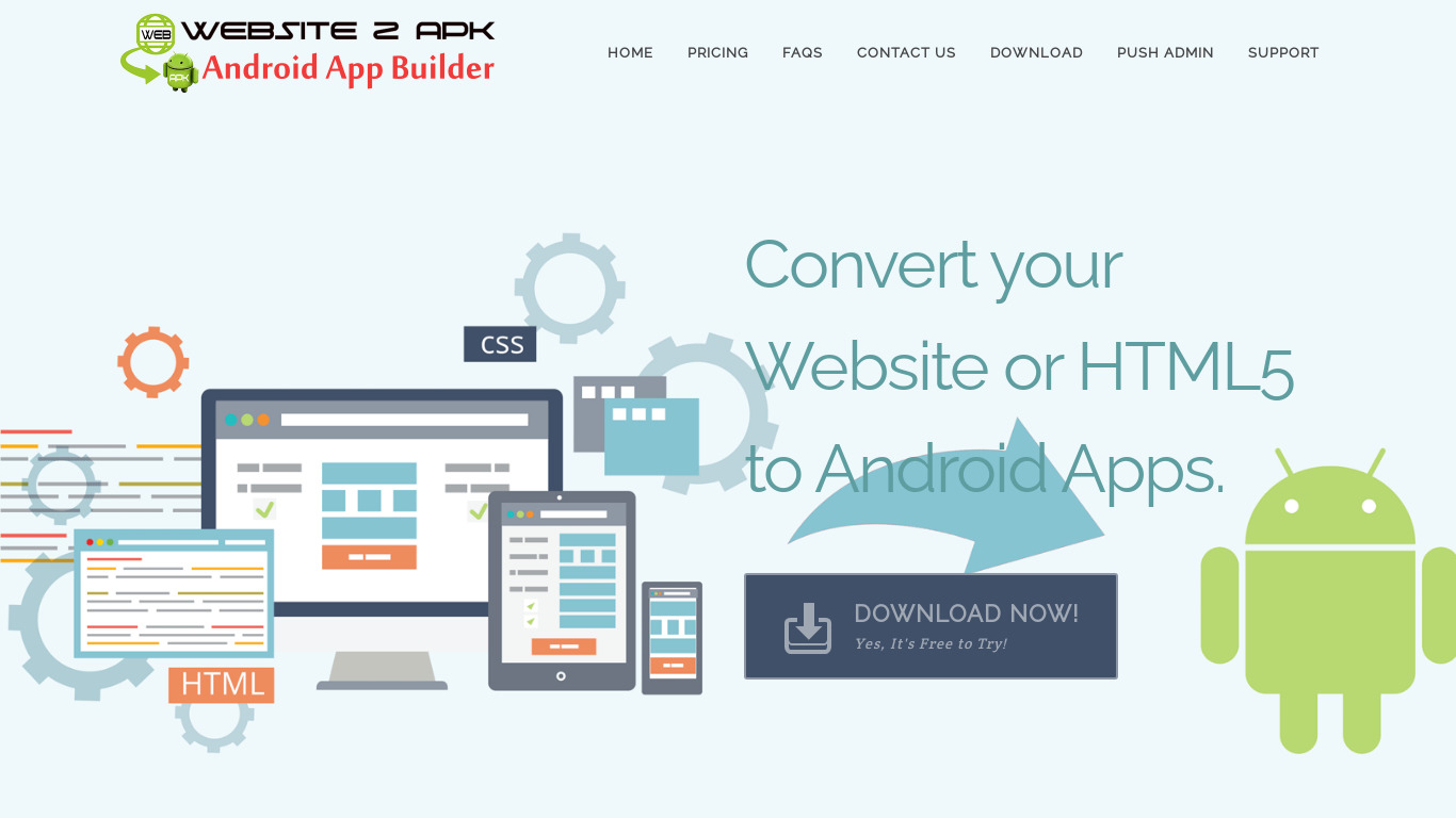 Website 2 APK Builder Landing page