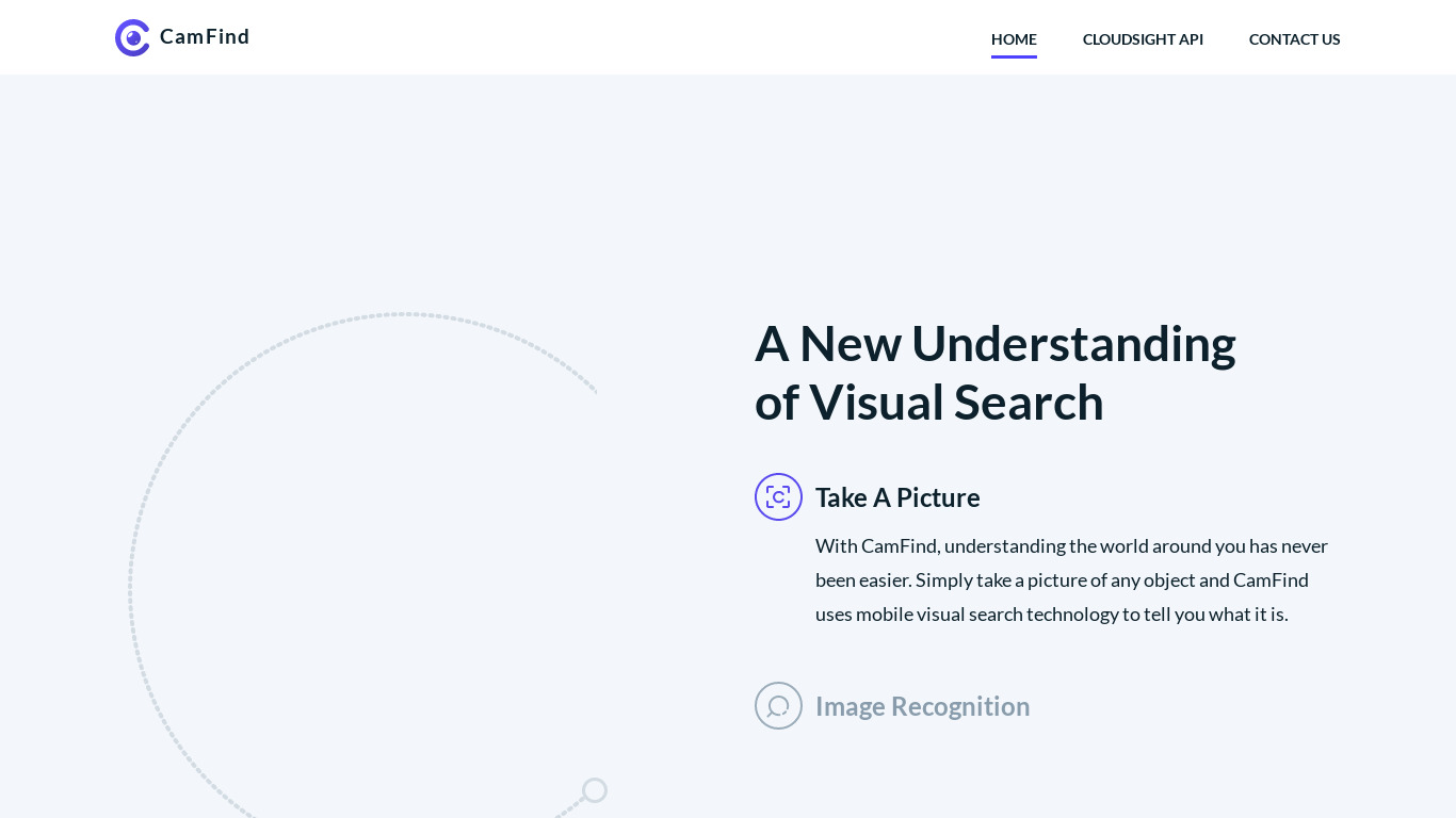 CamFind Landing page