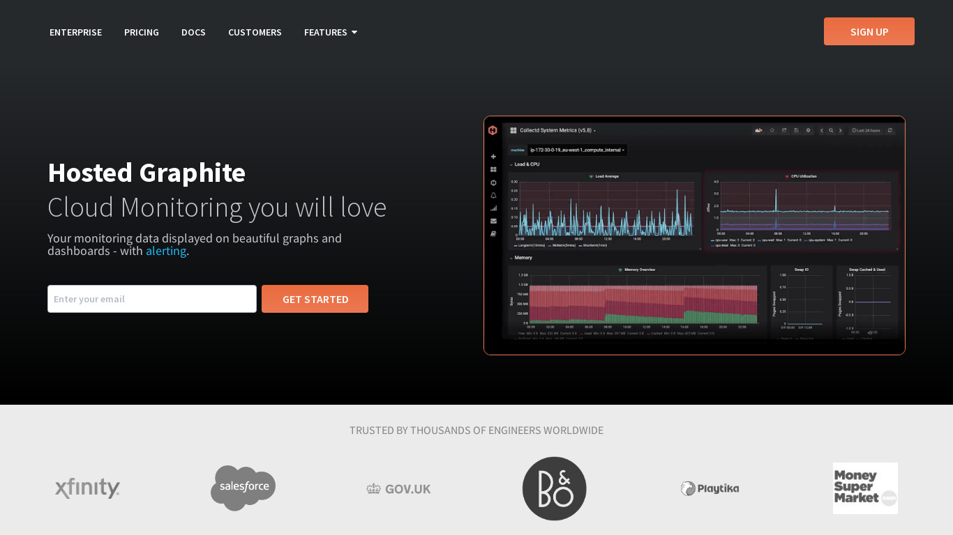 Hosted Graphite Landing page