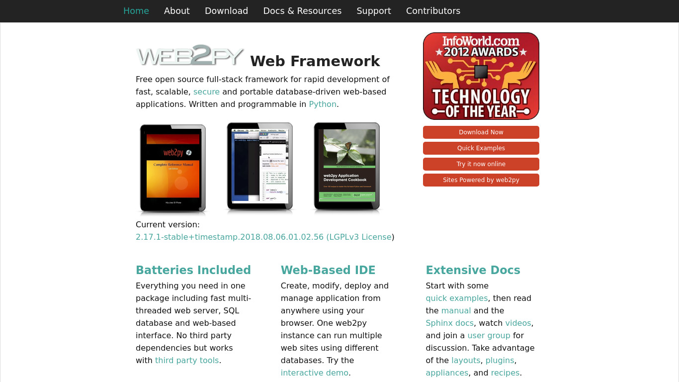 web2py Landing page