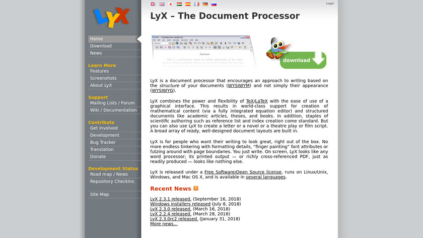 LyX Landing Page