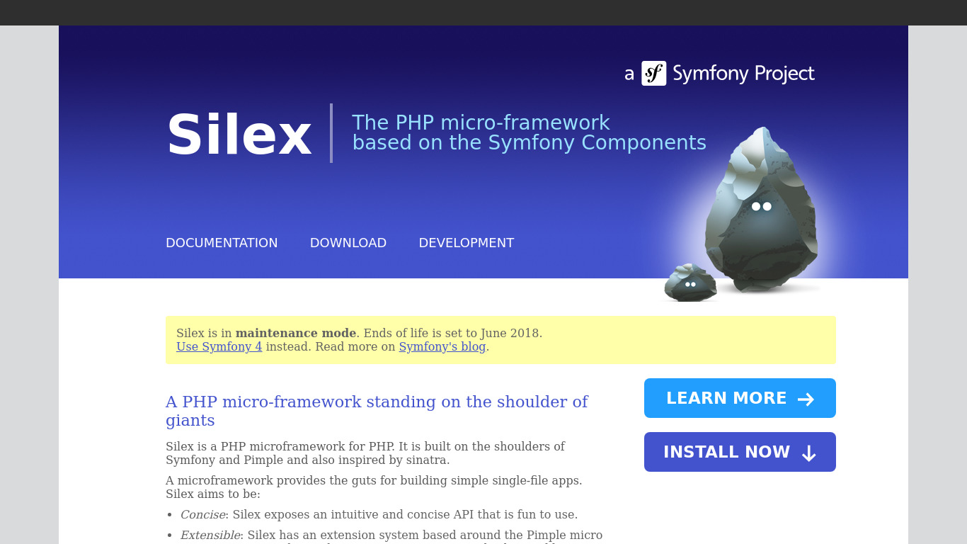 Silex PHP micro-framework Landing page