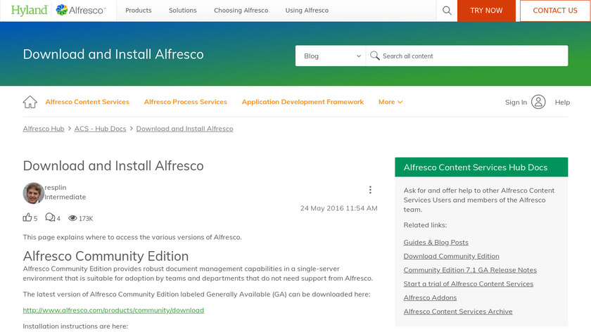 Alfresco Community Edition Landing Page