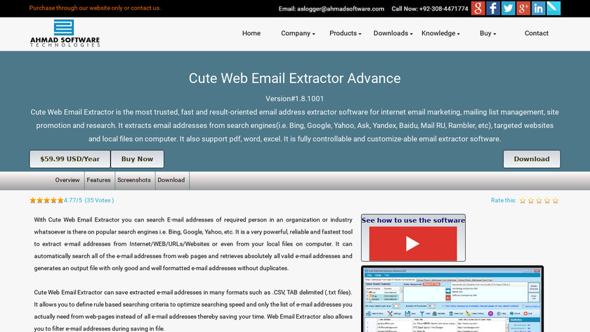 Cute Web Email Extractor Landing Page