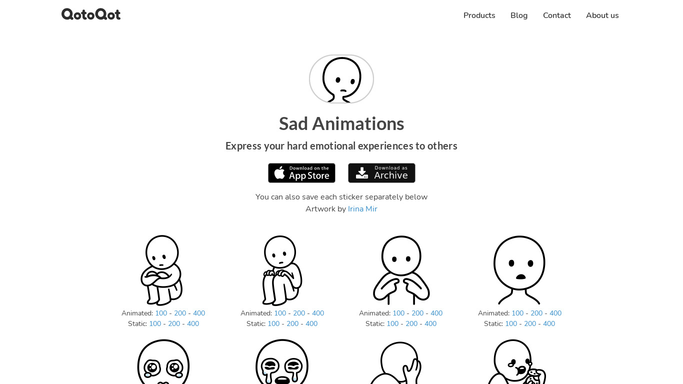 Sad Animations Landing page