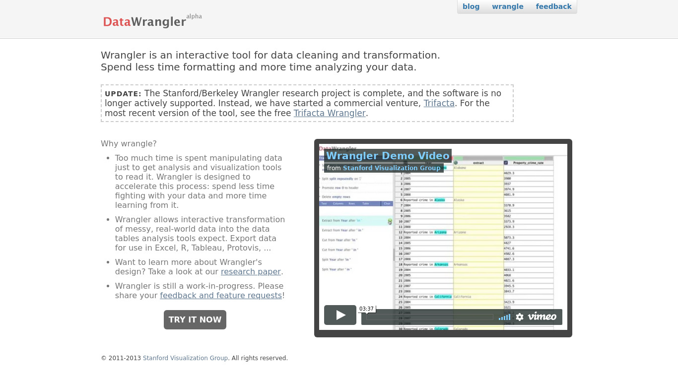 Data Wrangler Landing page