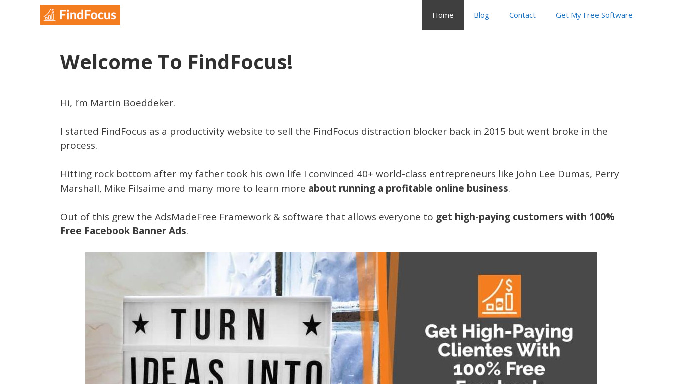 FindFocus Landing page