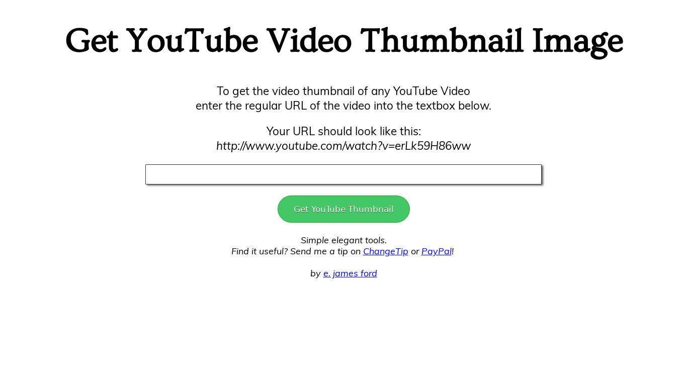 Get YouTube Thumbnail Landing page