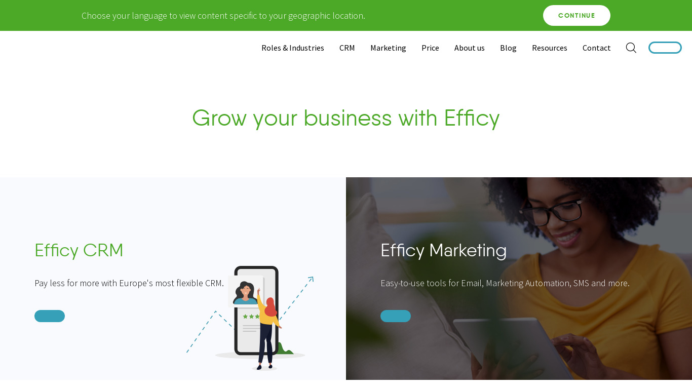 Efficy Landing page