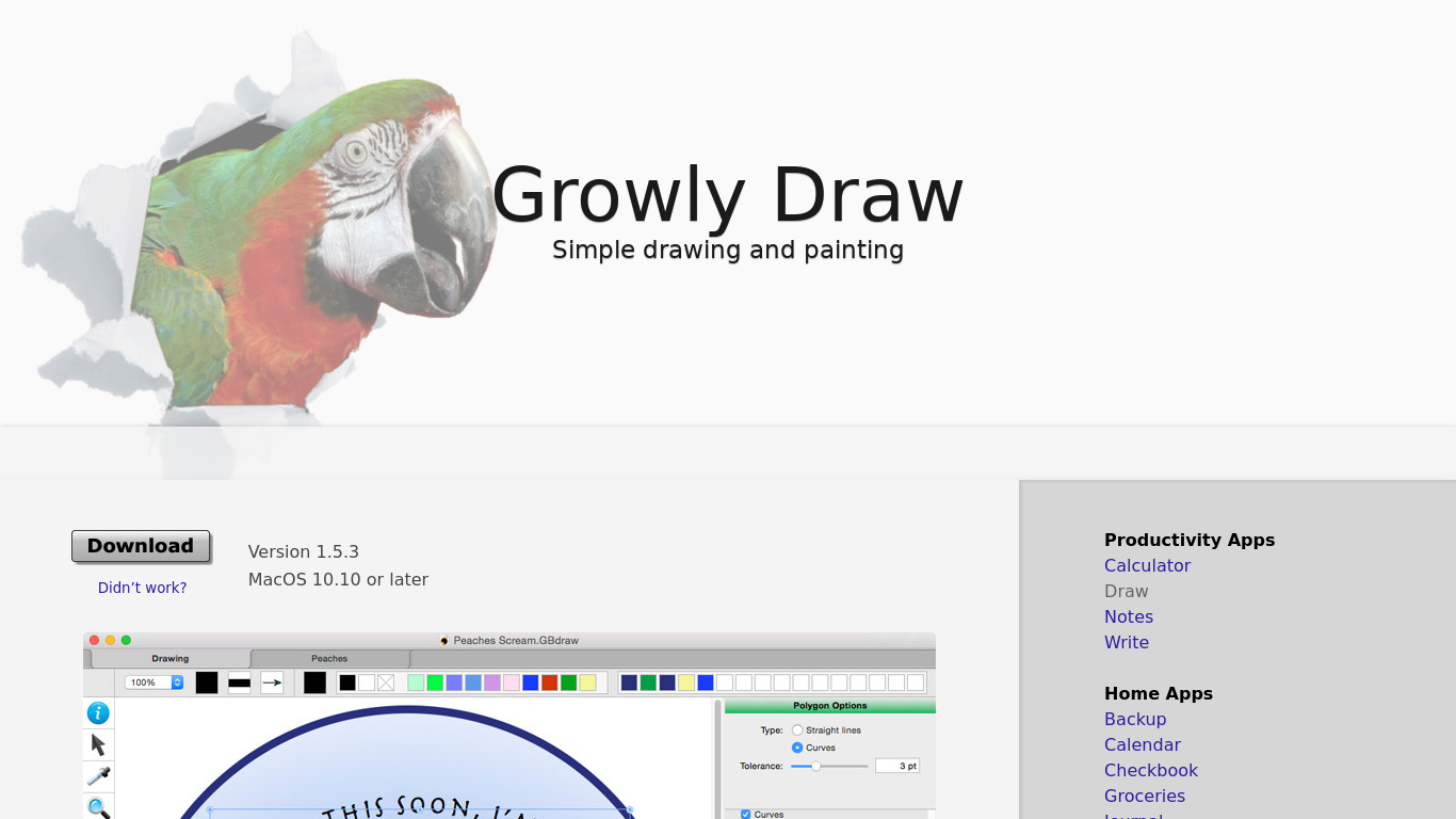 Growly Draw Landing page