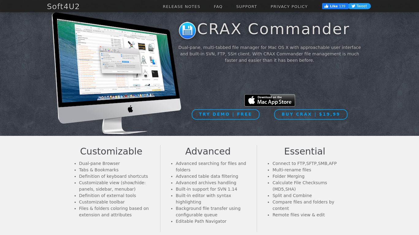 CRAX Commander Landing page