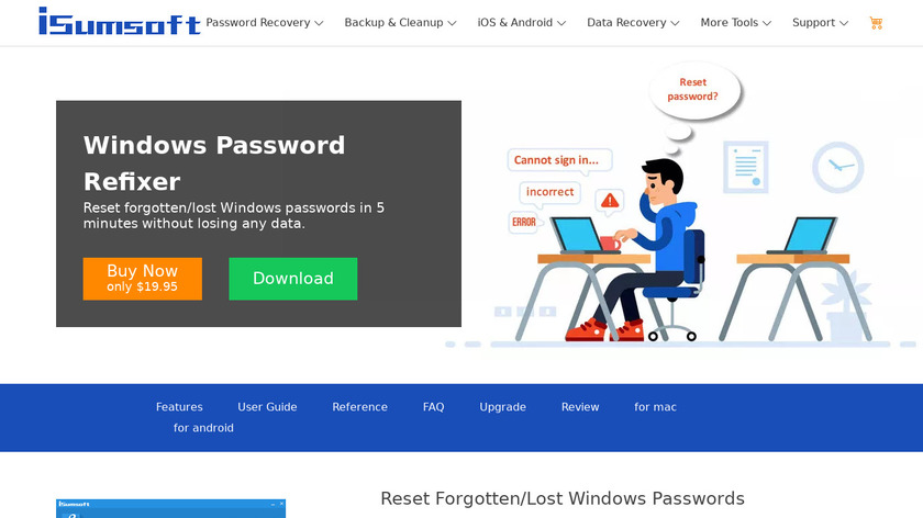 iSumsoft Windows Password Refixer Landing Page