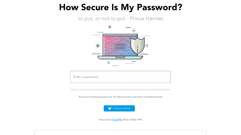 How Secure Is My Password? Landing Page