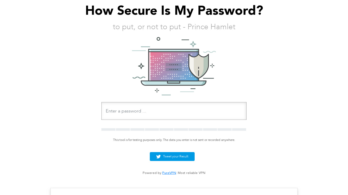 How Secure Is My Password? Landing page