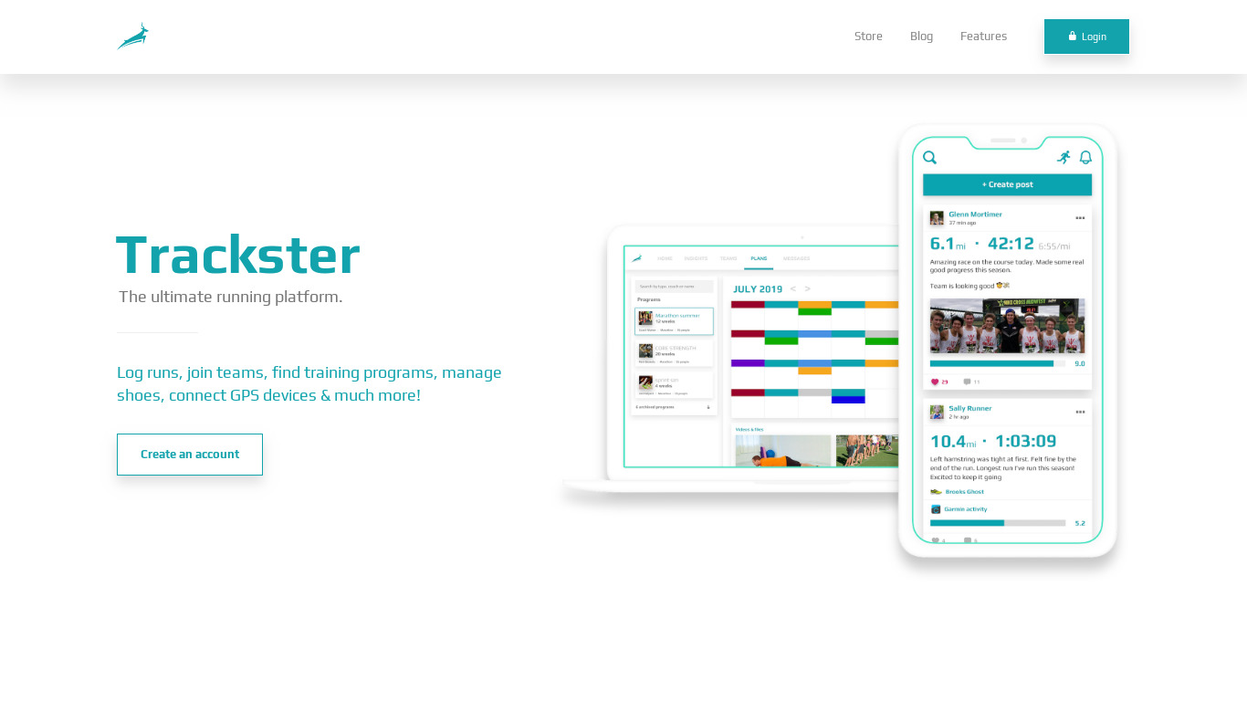Trackster Landing page
