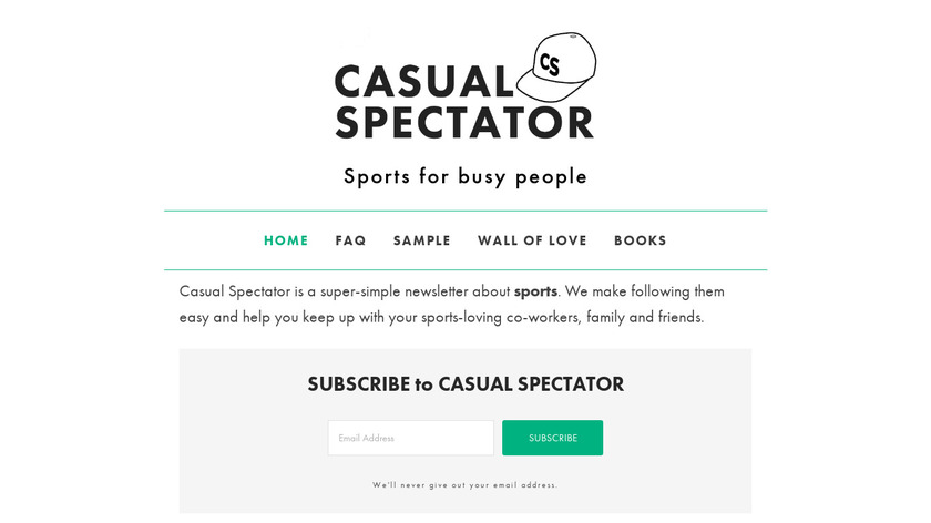 Casual Spectator Landing Page