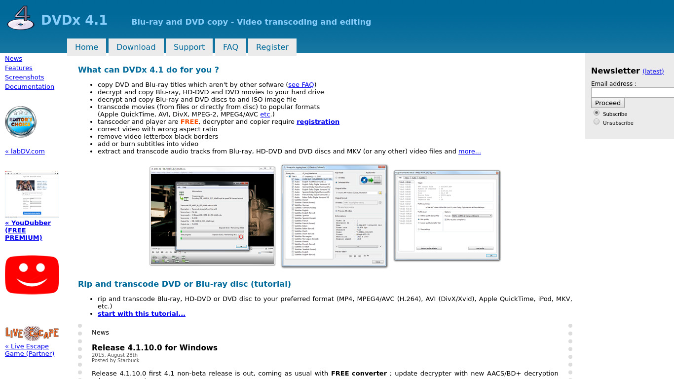 DVDx Landing page