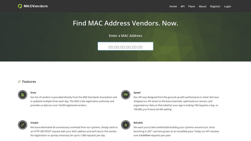 MAC Vendors Landing Page