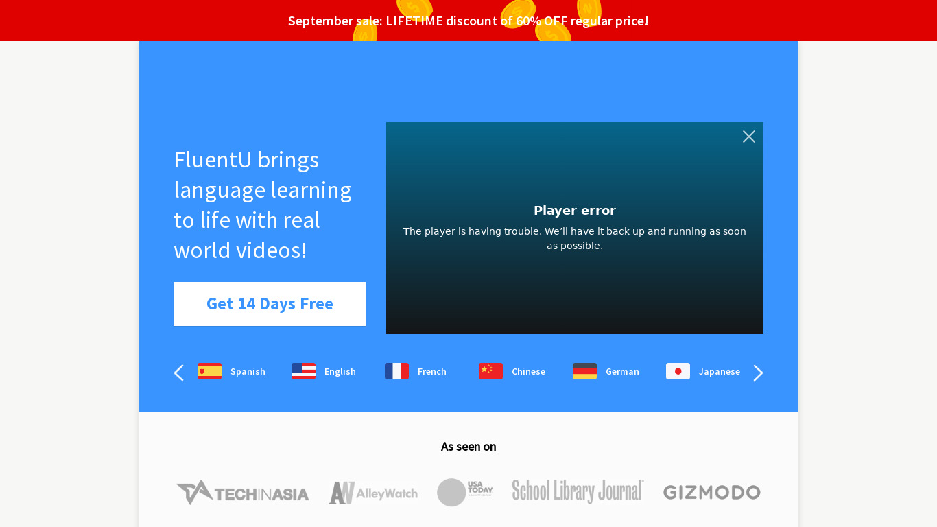 FluentU Landing page