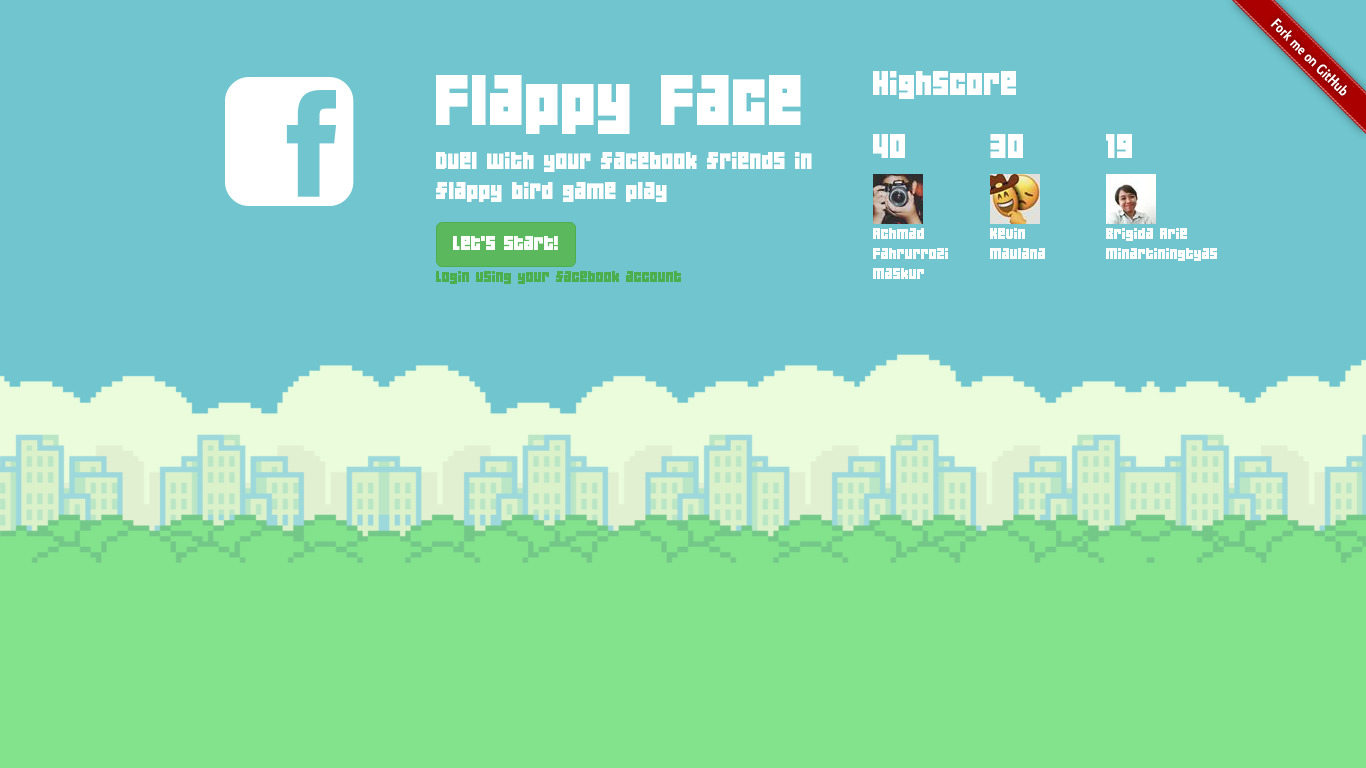 Flappy Face Landing page