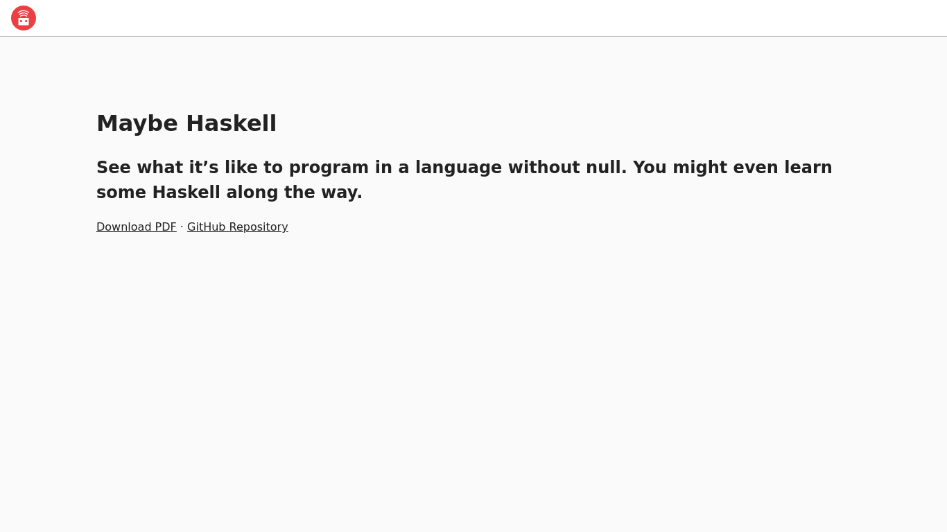 Maybe Haskell Landing page